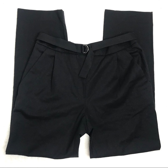 Maje Black Dark Blue Wool Pleated Belted Pants - Picture 1 of 6